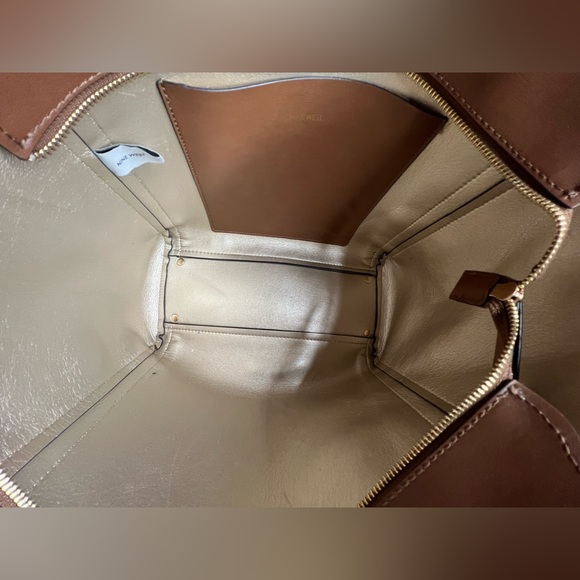 Nine West Chelsea Three Compartment Tote Brown Cognac Handbag - Picture 9 of 12